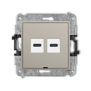 Dubbel USB-C-taupe